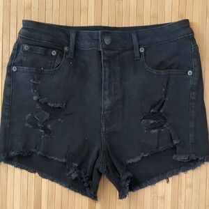 Aeropostale Black Distressed Jean Shorts